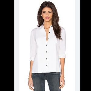 NWT Frame Denim Le Tuxedo Blouse in Blanc Silk - Size L